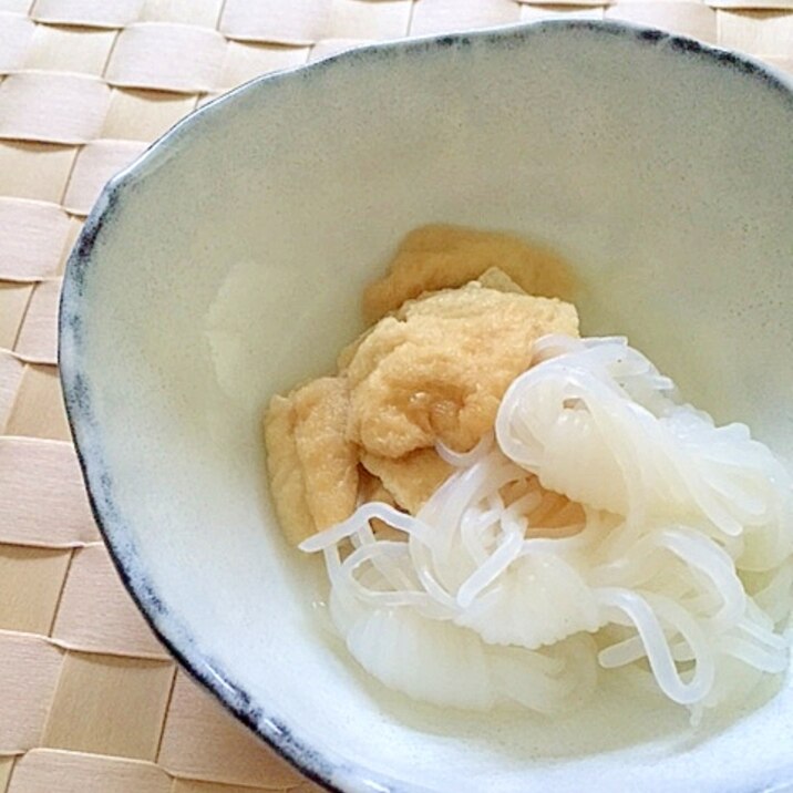 結びしらたきと油揚げの塩煮✿